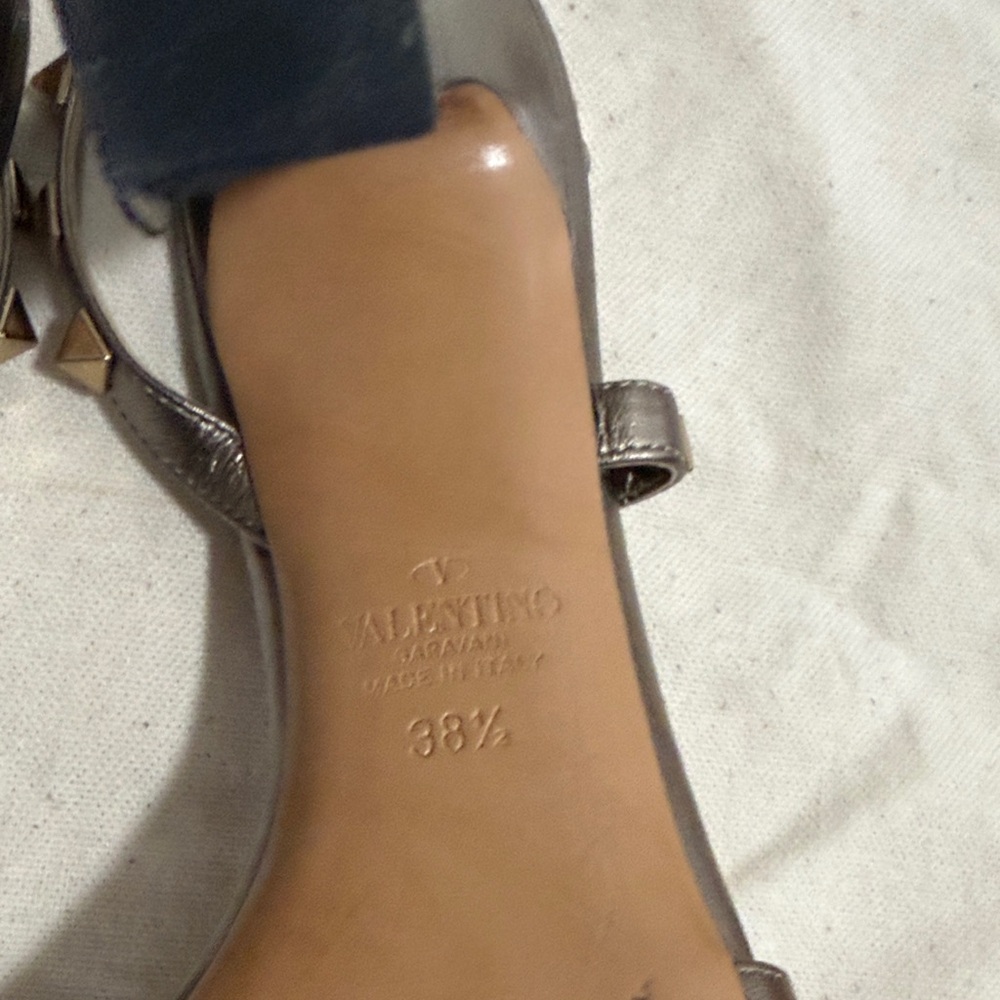 Valentino Women's Studded Metallic Heels - Picture 7 of 7
